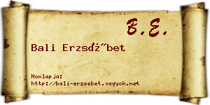 Bali Erzsébet névjegykártya