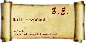 Bali Erzsébet névjegykártya